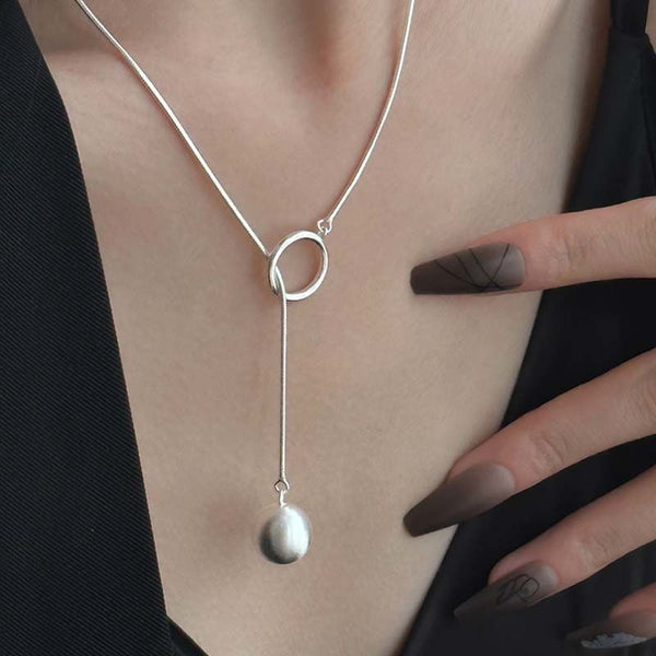 Ins Round Ball Ring Long Necklace Fashion Personality Temperament Sweater Chain Fall Winter Women's Jewelry. front packet